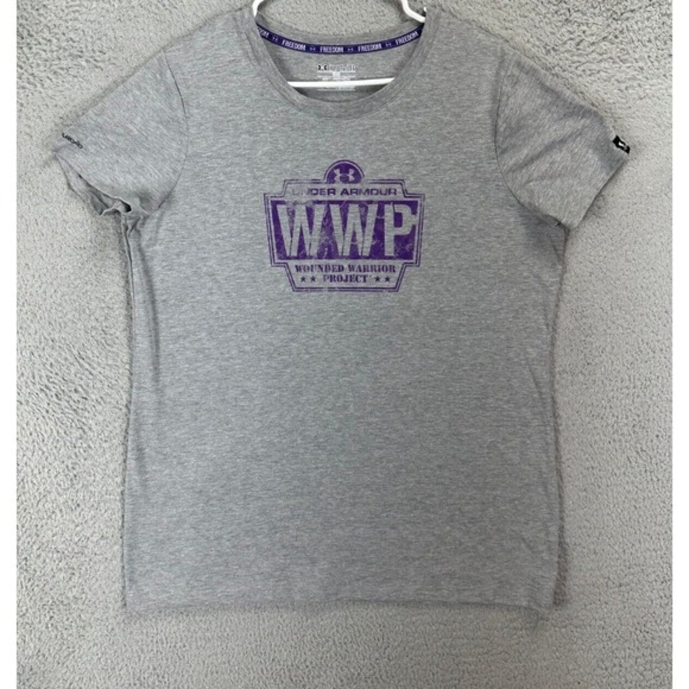 Under Armour Shirt Womens XL Gray Heat Gear Wounded Warrior Project Crewneck Tee